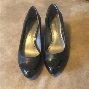 Patent leather wedges